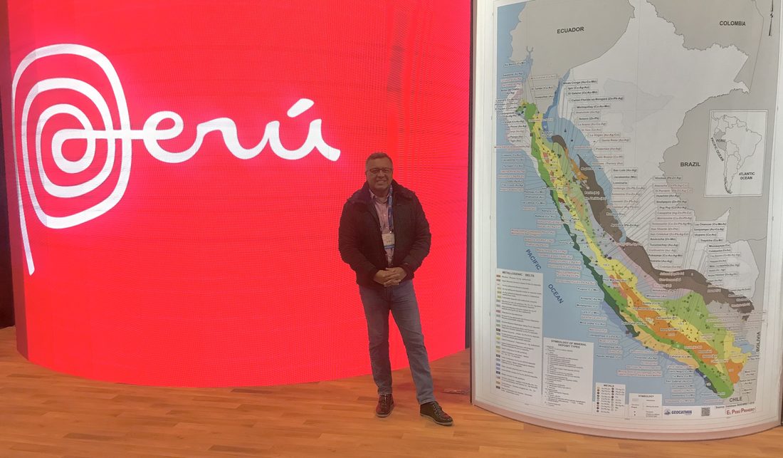 Juan Vegarra at the Peru pavilion of a mining investment conference