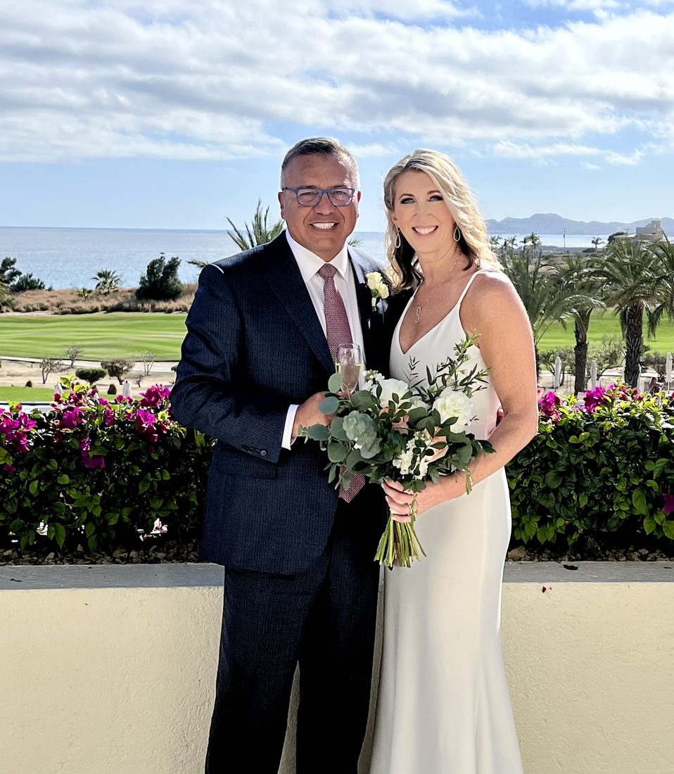 Juan and Sarah on their wedding day