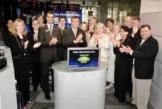 Vena Resources team opening the market at the Toronto Stock Exchange